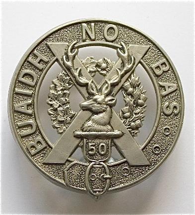 50th Regiment (Gordon Highlanders of Canada) white metal glengarry badge circa 1913-20.