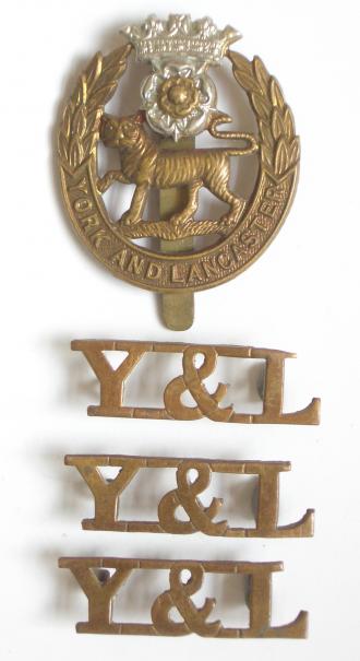 WW2 Yorks & Lancs Regiment Cap Badge & Shoulder Titles.