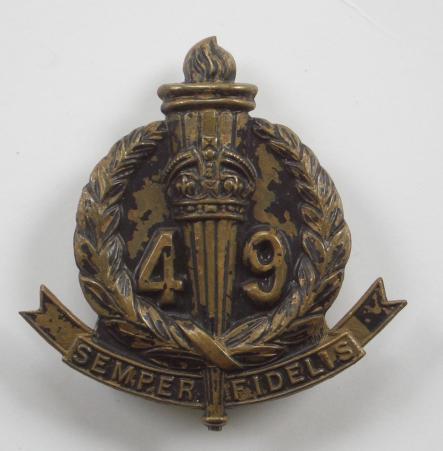 The Stanley Regt. 49th Australian Infantry Battalion brass slouch hat badge circa 1930-42.
