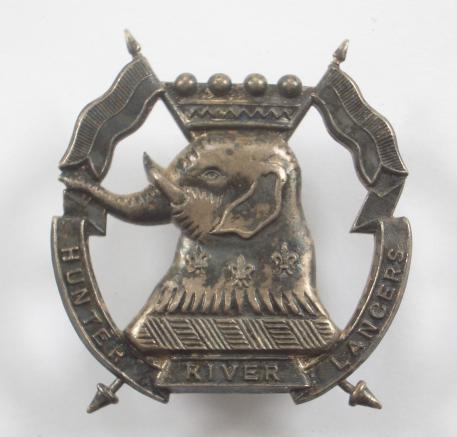 Australian 12th/16th Hunter River Lancers silvered slouch hat badge by C. Luck of Melbourne.
