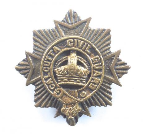 Indian. Calcutta Civil Guard Cap Badge.