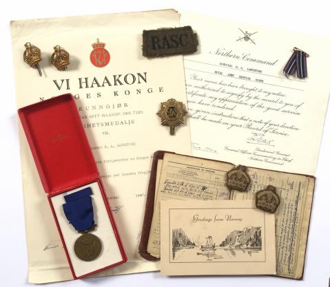 WW2 RASC Norway Medal of Freedom Medal Group & Certificate etc.