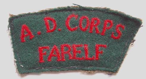 A.D. CORPS / FARELF scarce shoulder title and ephemera to Pte Hitchcock ADC