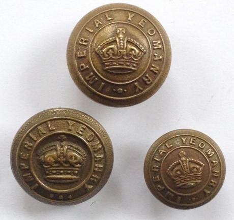3 x Imperial Yeomanry Boer War period brass buttons.