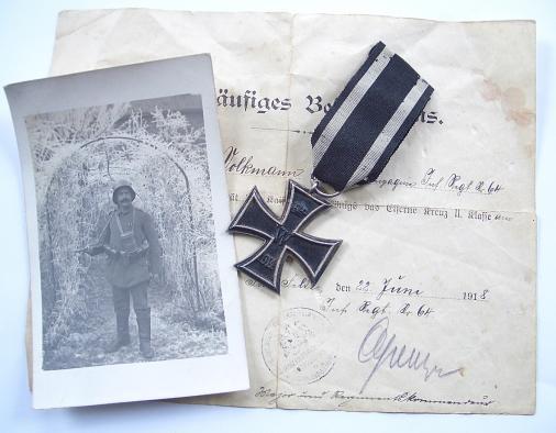 WW1 1918 Iron Cross, Certificate and Photograph.