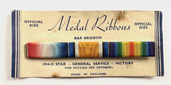 WW1 Medal Ribbons on Tailors Card.