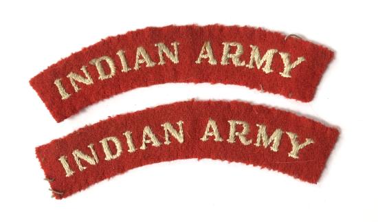 INDIAN ARMY pair of WW2 cloth shoulder titles
