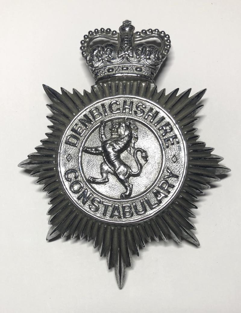 Welsh. Denbighshire Constabulaty police helmet plate c1953-67.