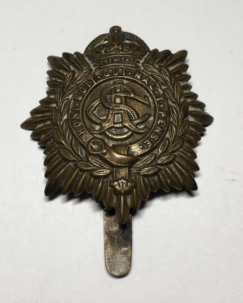 Army Service Corps WW1 brass economy cap badge c1916-18.