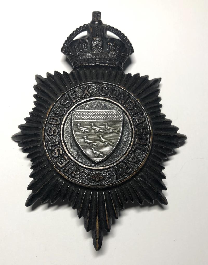 West Sussex Constabulary police night helmet plate.