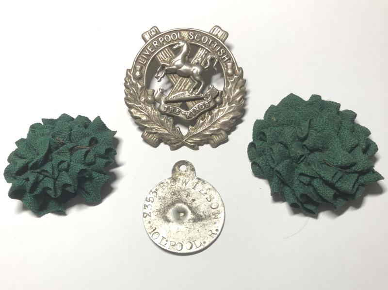Liverpool Scottish WW1 attributed glengarry badge etc.