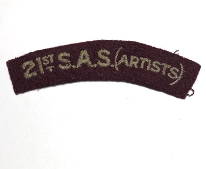 21st S.A.S. (ARTISTS) scarce cloth embroidered shoulder title