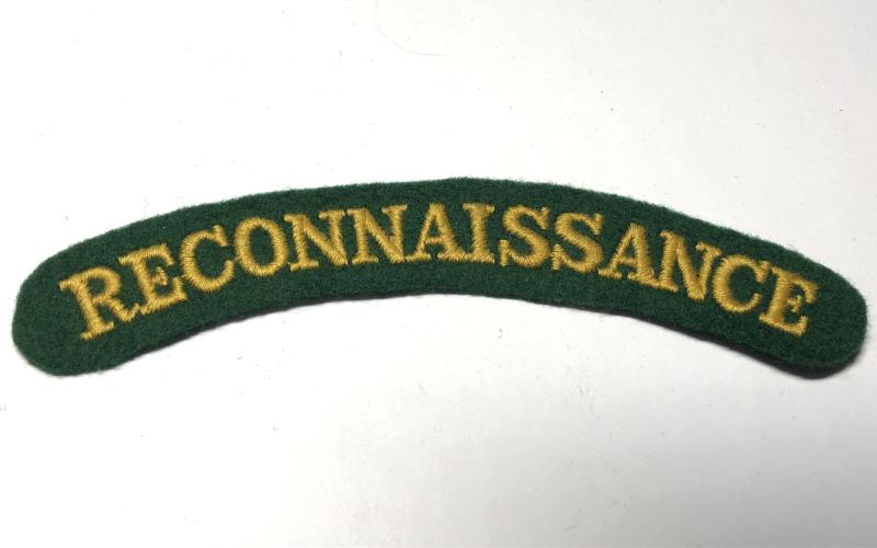 Reconnaissance Corps (RECONNAISSANCE) WW2 shoulder title.