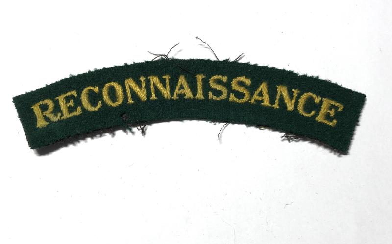 Reconnaissance Corps (RECONNAISSANCE) WW2 shoulder title.