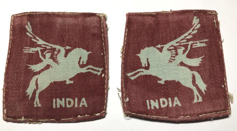 44th Indian Airborne Division WW2 facing pair of printed formation signs.