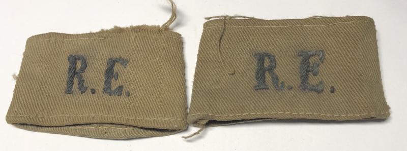Royal Engineers locally made pair of slip-on titles.