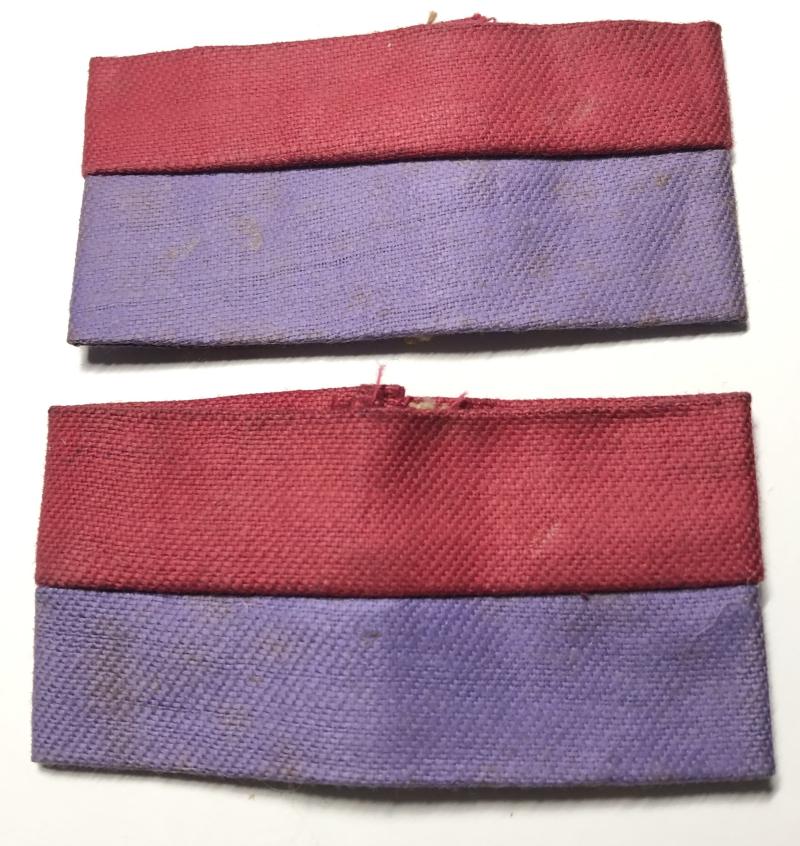 145th Regiment (DWR)  Royal Armoured Corps WW2 pair shoulder strap ribbons, designation