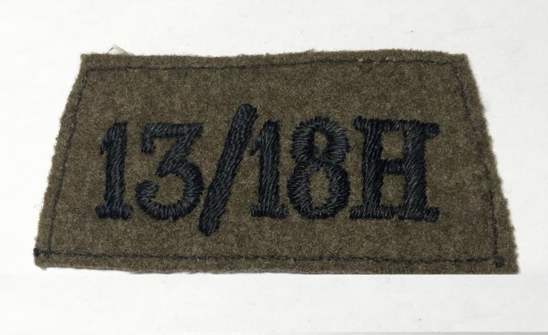 13th/18th Royal Hussars WW2 slip-on shoulder title