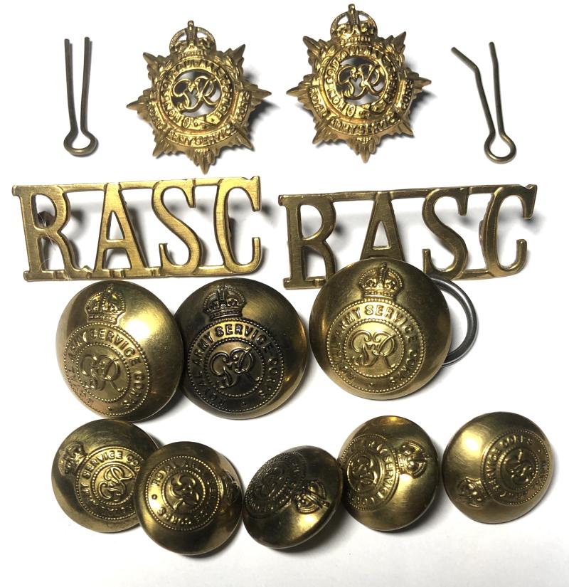 GVIR Royal Army Service Corps RASC collars, title & buttons