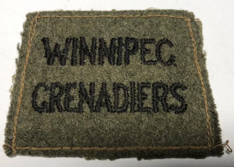 WINNIPEG / GRENADIERS WW2 Canadian cloth slip-on title.