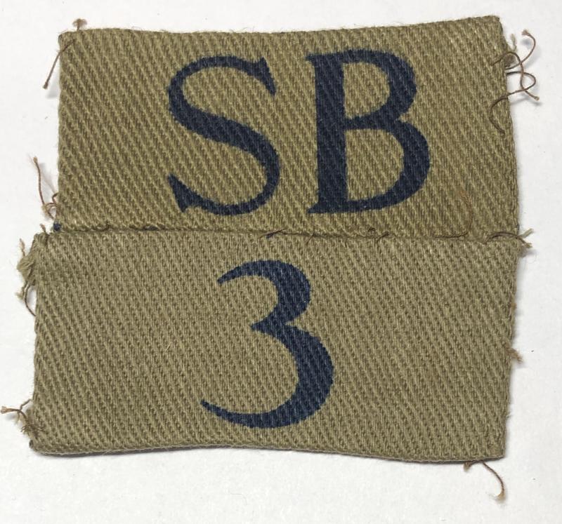 SB / 3  (Scottish Borders) (Berwickshire) WW2 Home Guard cloth designation.