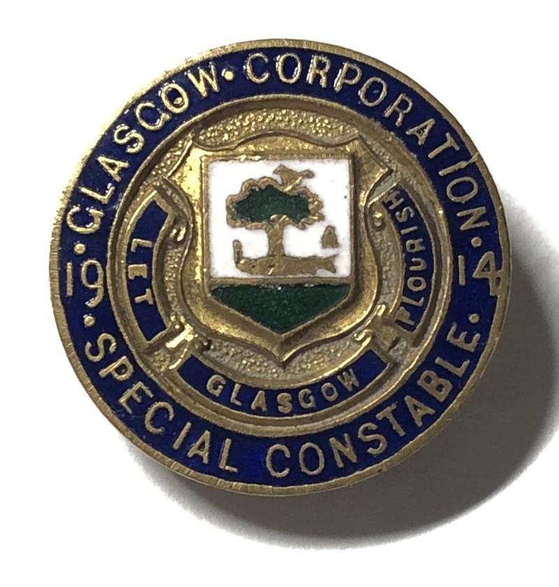 WW1 1914 Glasgow Corporation Special Constable Scottish police badge