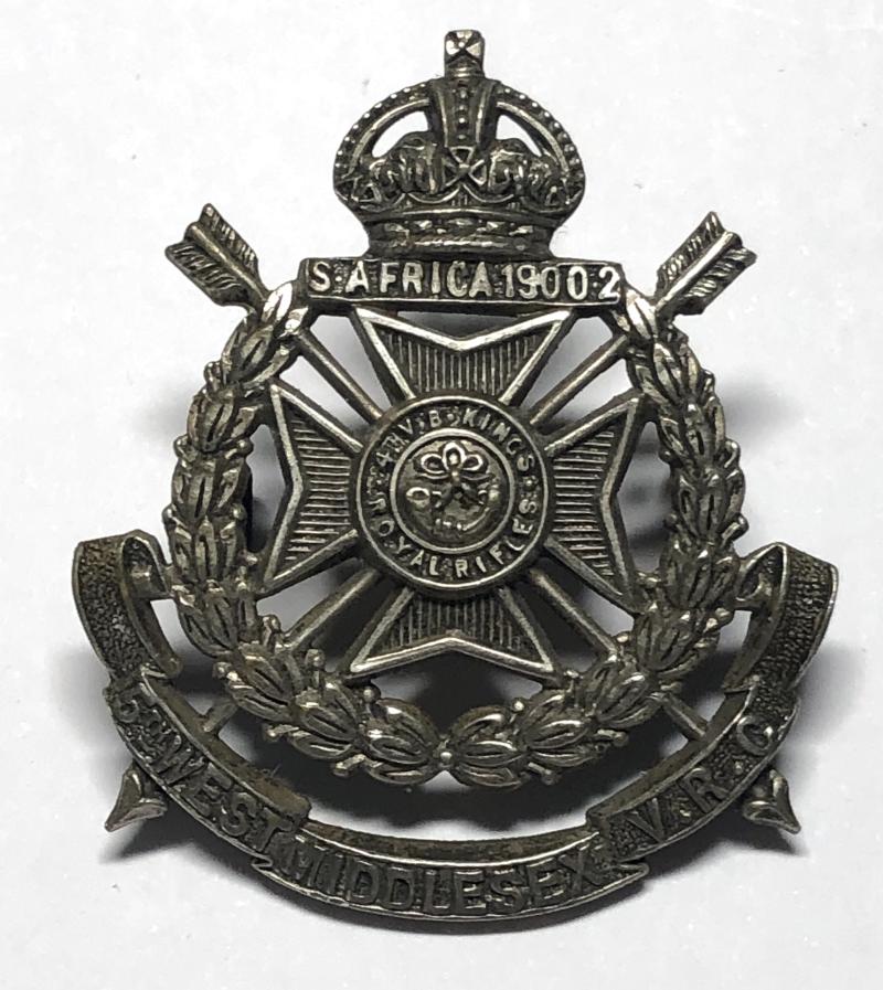 4th VB KRRC (5th W. Middx VRC) Edwardian field service cap badge