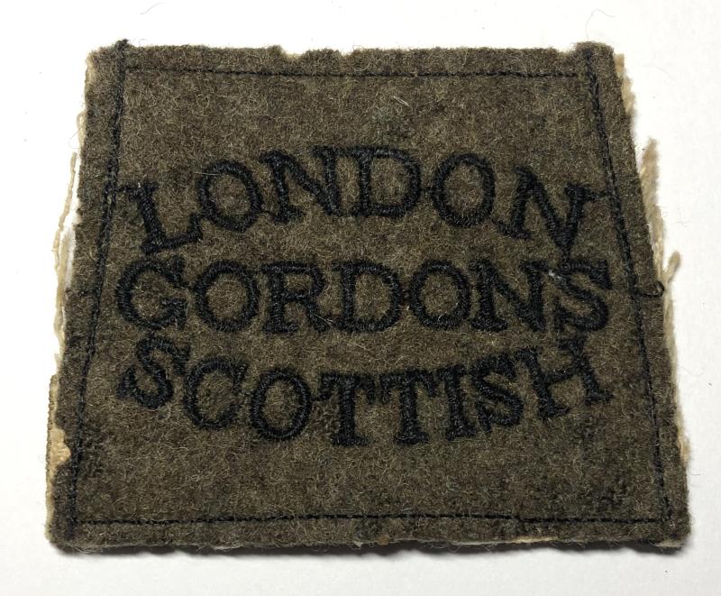 LONDON GORDONS SCOTTISH London Scottish slip-on shoulder title c 1940