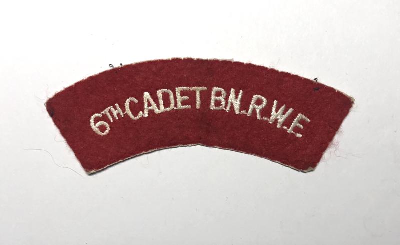 Welsh. 6TH CADET BN RWF cloth shoulder title