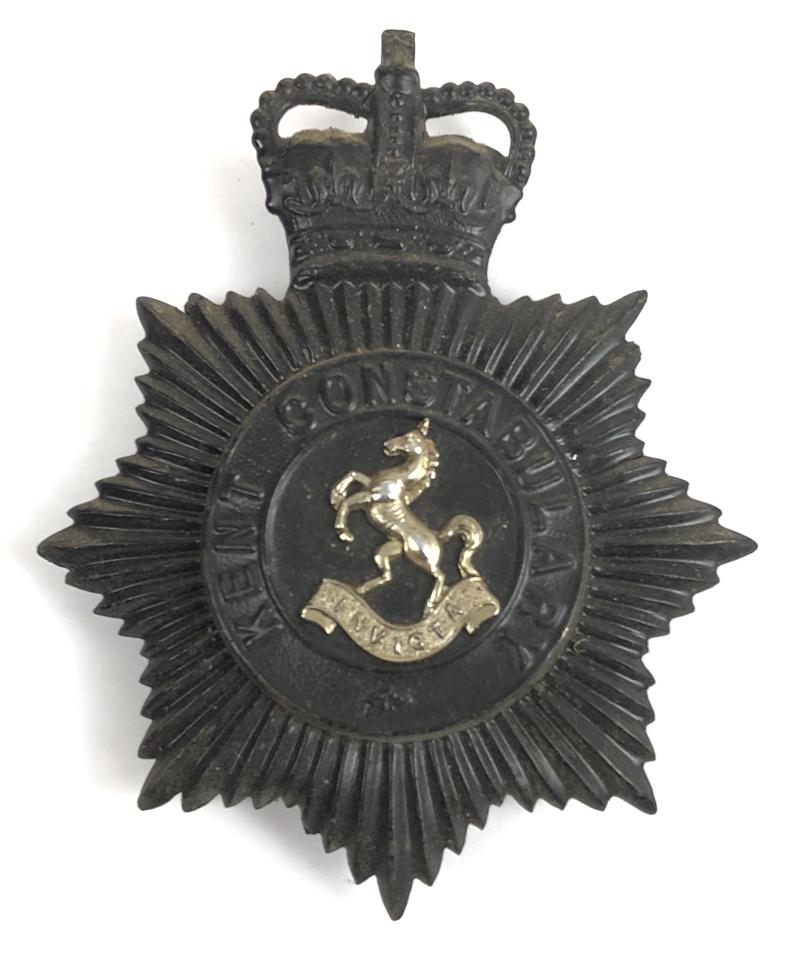 Kent Constabulary police post 1953 night helmet plate.