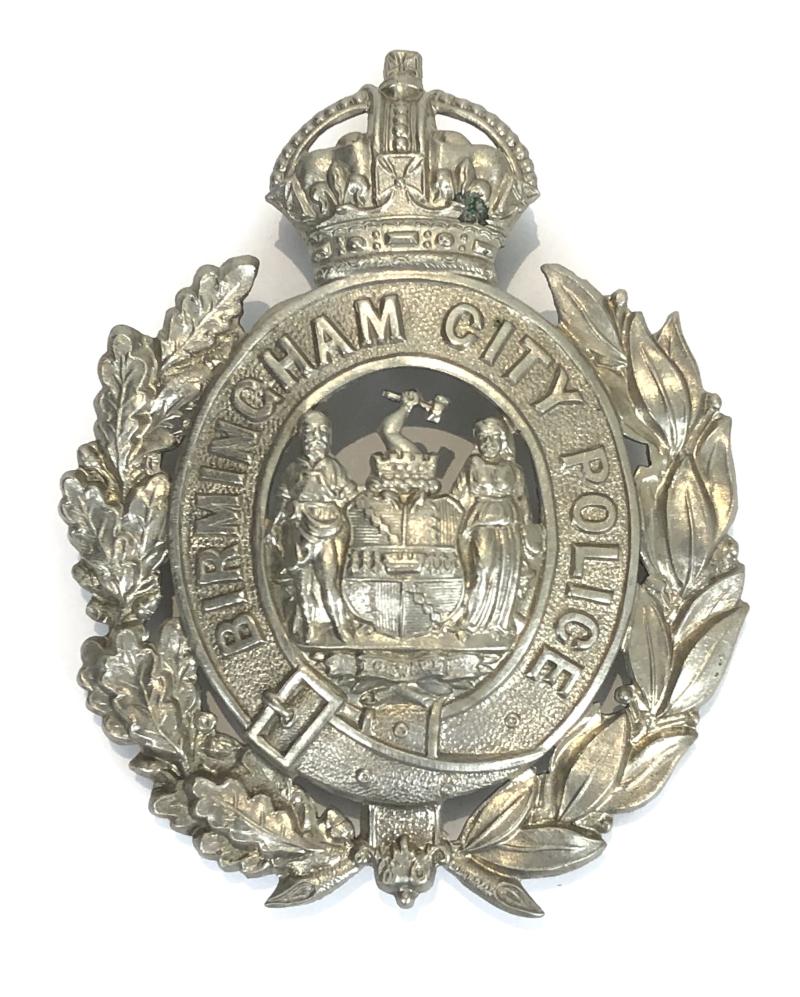 Birmingham City Police vintage wreath pattern helmet plate,