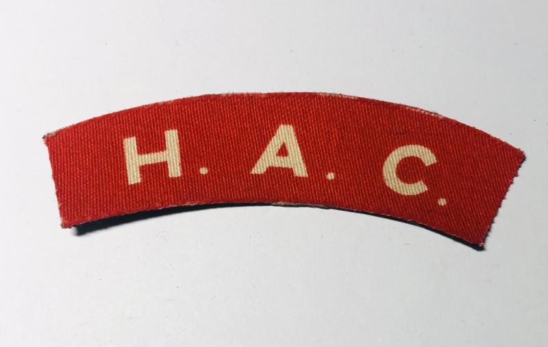 HAC WW2 Honourable Artillery Company printed shoulder title.