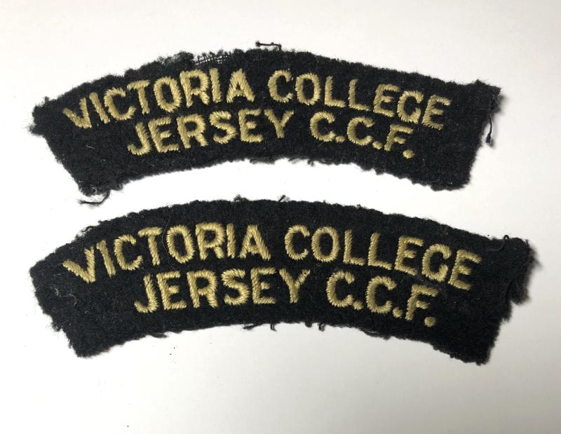 VICTORIA COLLEGE /  JERSEY C.C.F. Channel Islands pair of shoulder titles.