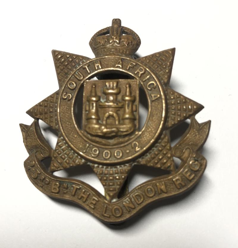 23rd London Regiment WW1 brass economy cap badge c. 1916-18.
