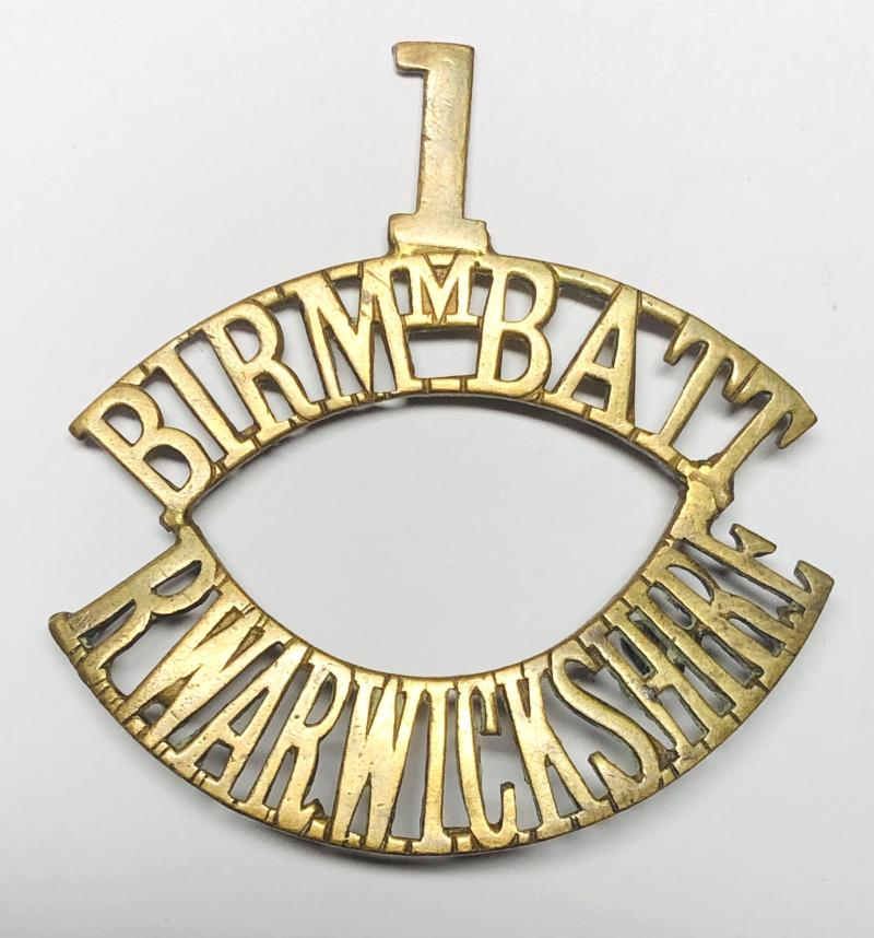 1 / BIRMM.BATT / R.WARWICKSHIRE WW1 Pals Kitchener's Army shoulder title.