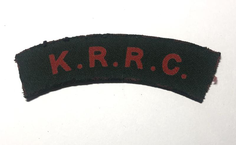 K.R.R.C. WW2 printed shoulder title.