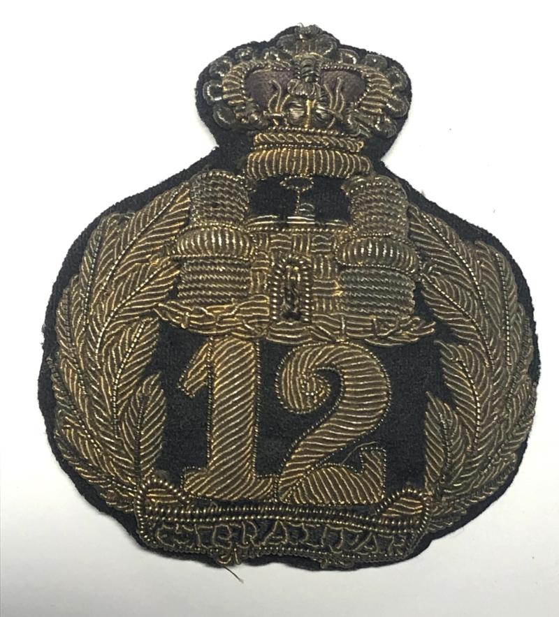 12th (East Suffolk) Regiment of Foot pre 1881 Victorian Officer's  bullion forage cap badge.