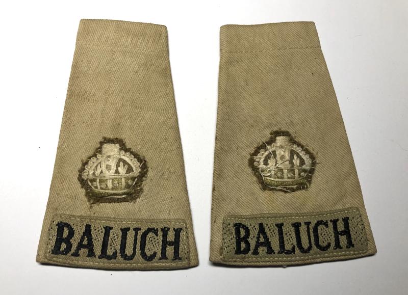 WW2 Indian Army Baluch Major's pair of rank sildes.
