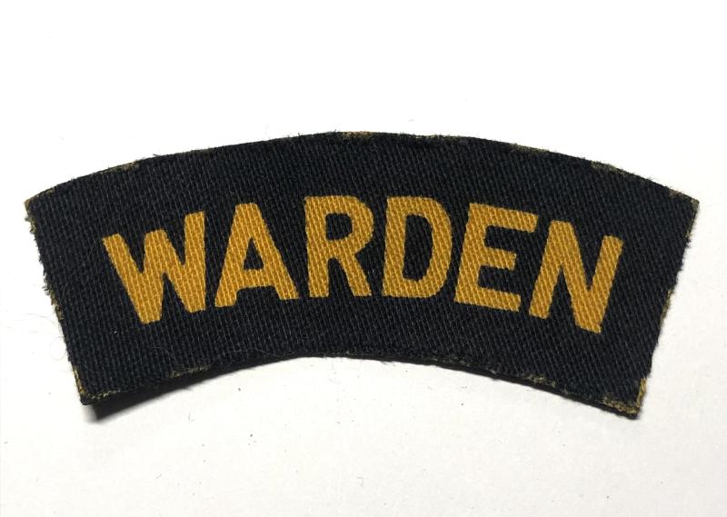WARDEN WW2 printed ARP shoulder title.
