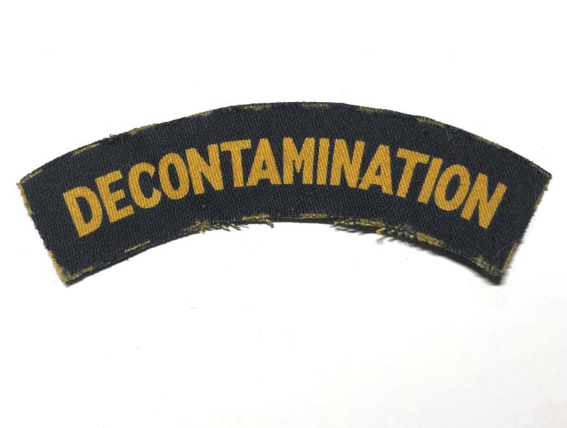 DECONTAMINATION WW2 printed ARP shoulder title.