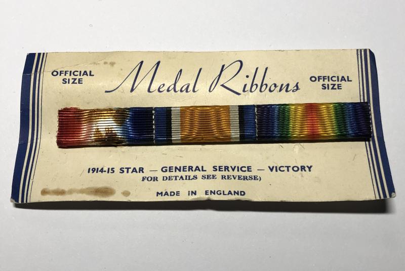 WW1 Medal Ribbons on Tailors Card.