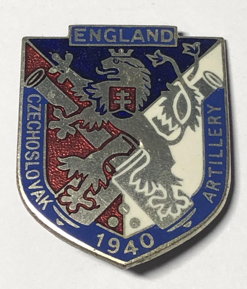 Free Czechoslovak Artillery in England 1940 pin badge by H.W.Miller Birmingham