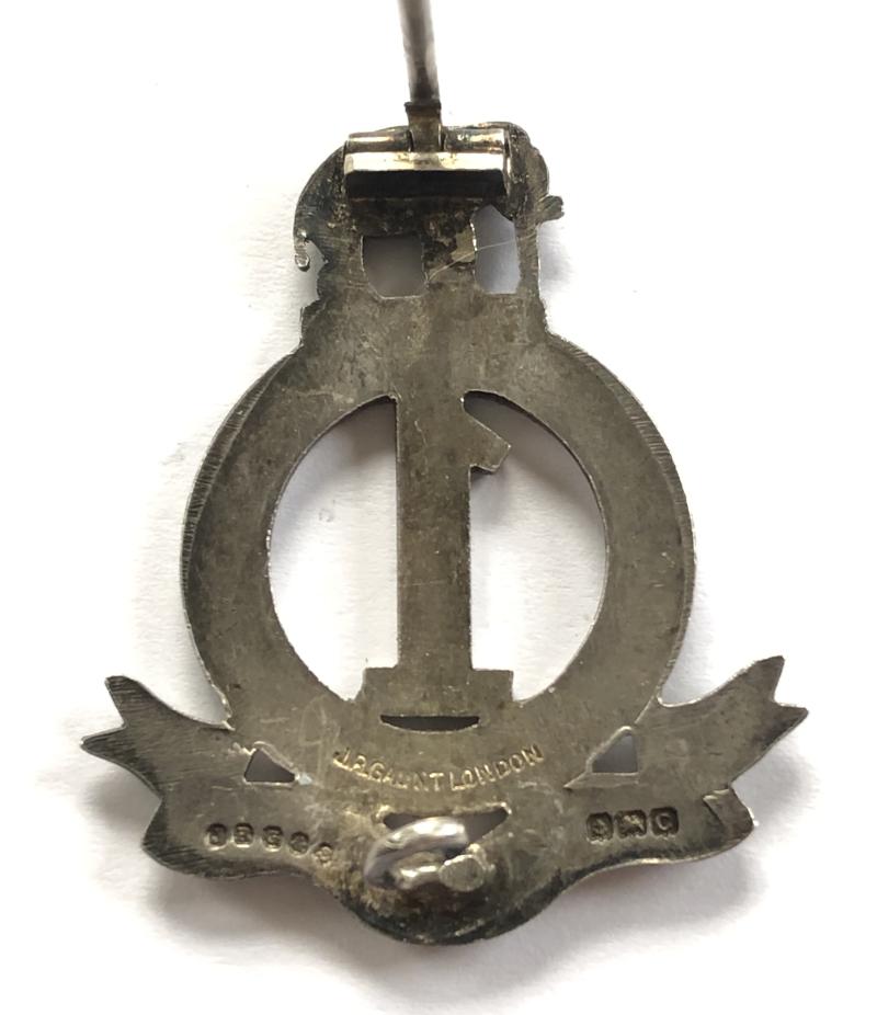 1st Madras Pioneers Indian Army Officer's 1927 hallmarked silver pagri badge by Gaunt.