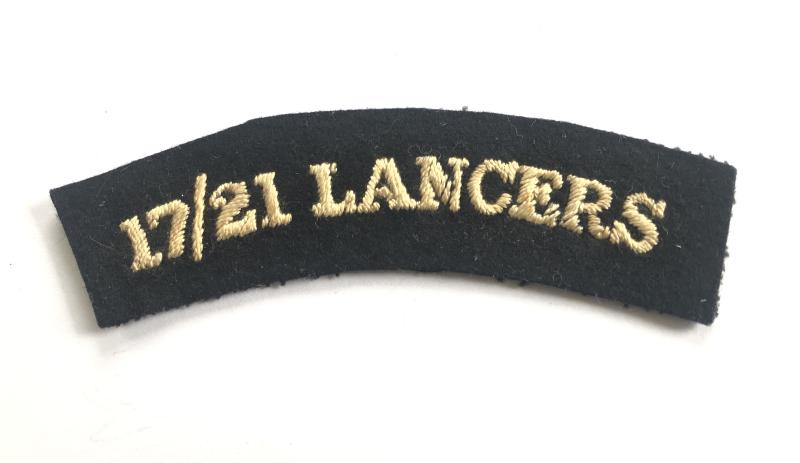 17/21 LANCERS cavalry cloth shoulder title.