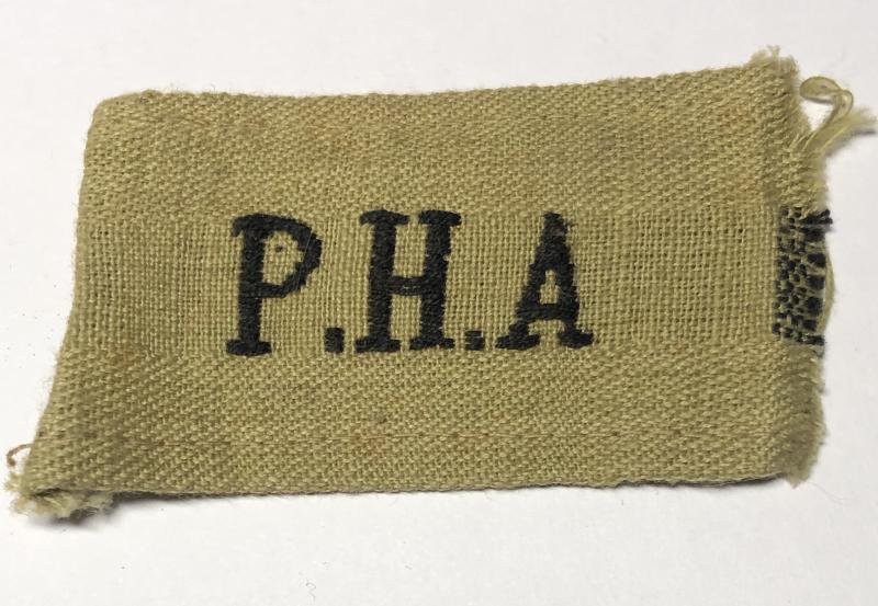 P.H.A. Punjab Horse Artillery Indian Army WW2 shoulder designation.