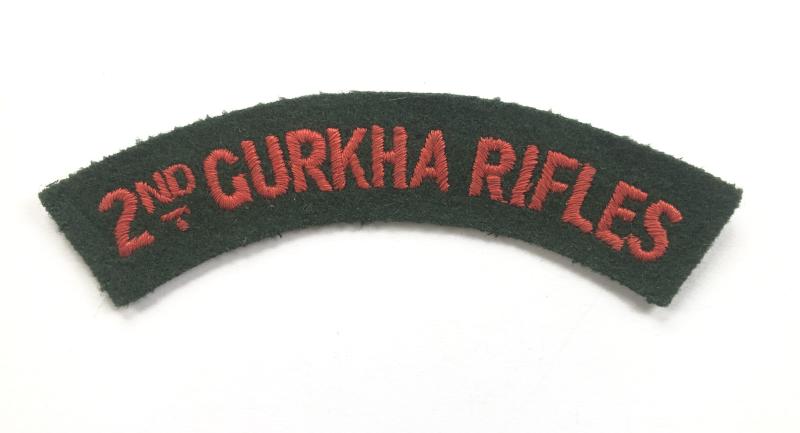 2nd GURKHA RIFLES cloth embroidered shoulder title.