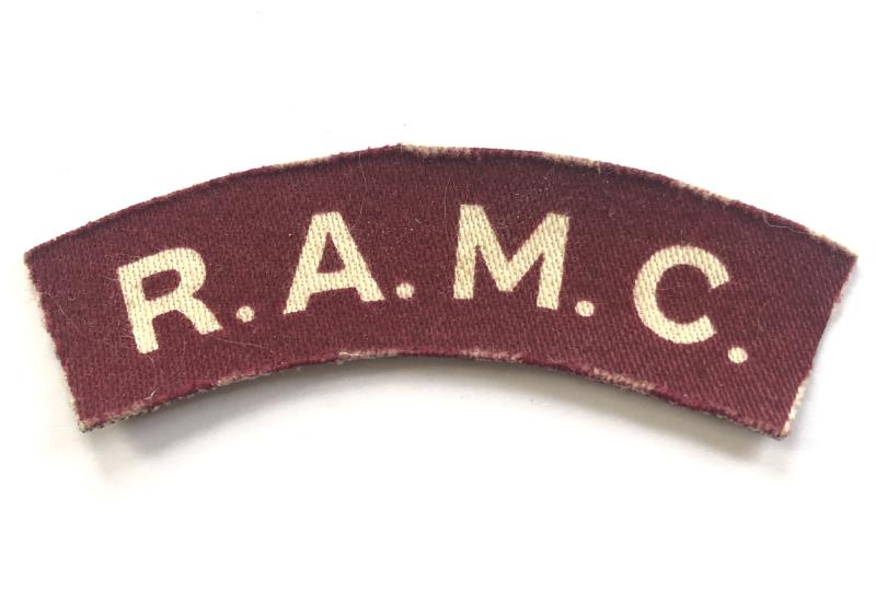 R.A.M.C. Royal Army Medical Corps WW2 printed shoulder title.