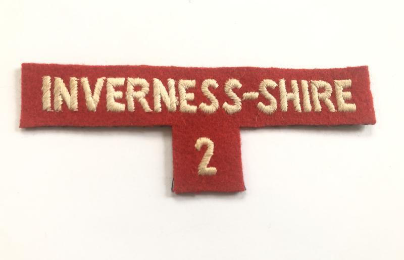 INVERNESS-SHIRE / 2  2nd phase Scottish Home Guard shoulder title c. 1952-57