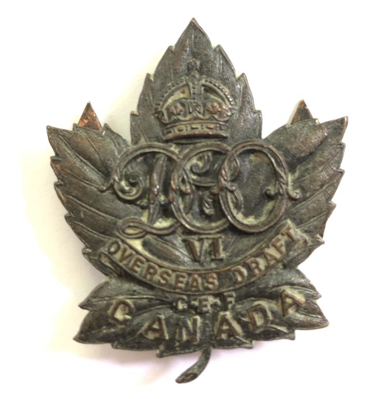 Canadian 6th Duke of Connaught's Own Overseas Draft CEF cap badge.