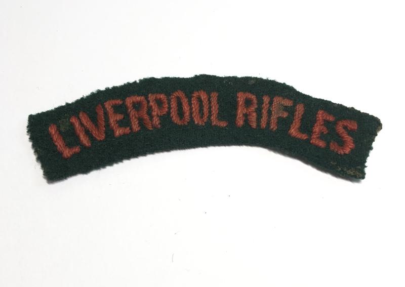 LIVERPOOL RIFLES 6th Kings Liverpool Regiment shoulder title.
